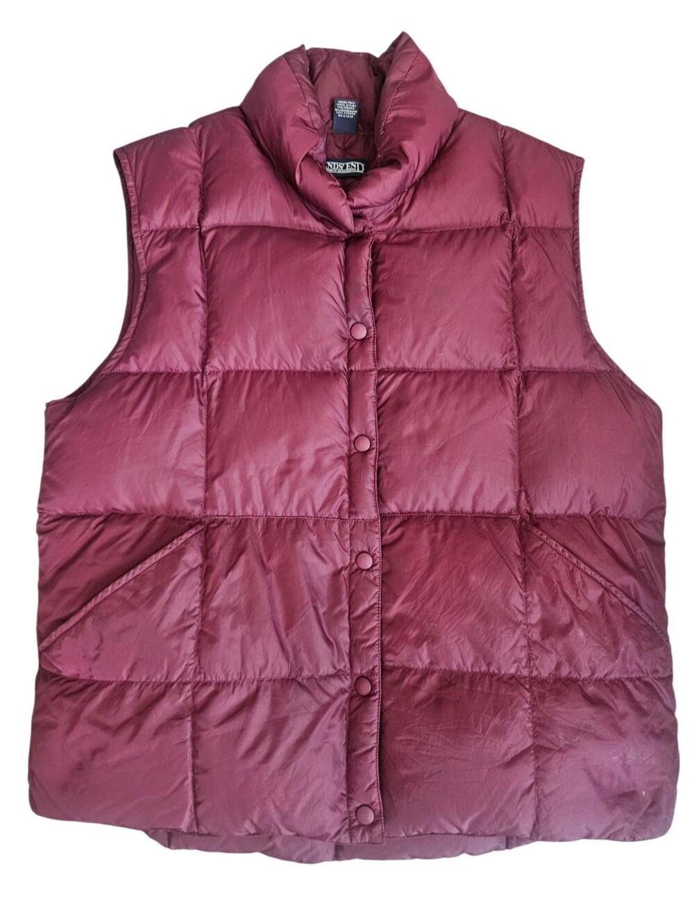 Vtg Lands End Goose Down Puffer Vest Gorpcore Fall Outdoor Sz Large 14-16